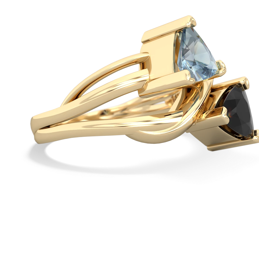 Aquamarine Split Band Swirl 14K Yellow Gold ring R2341