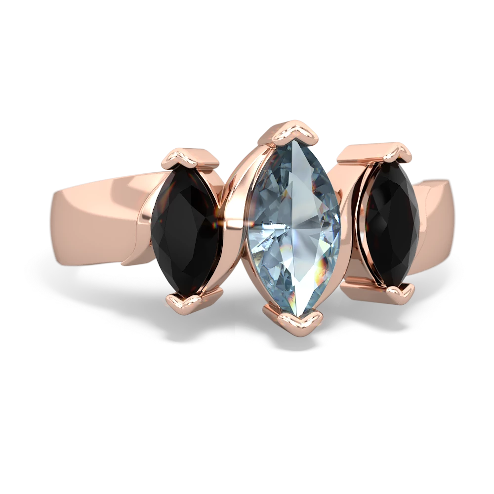 Aquamarine Three Peeks 14K Rose Gold ring R2433