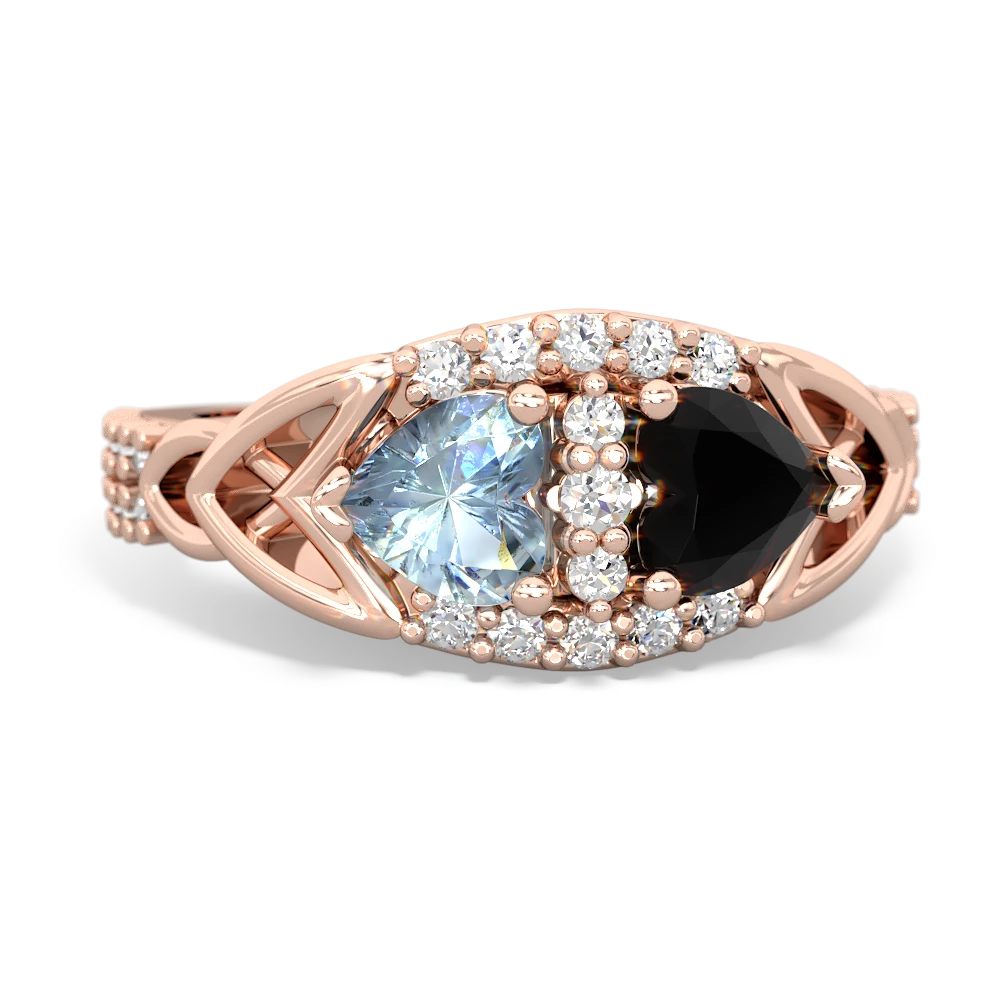 Aquamarine Sparkling Celtic Knot 14K Rose Gold ring R2645