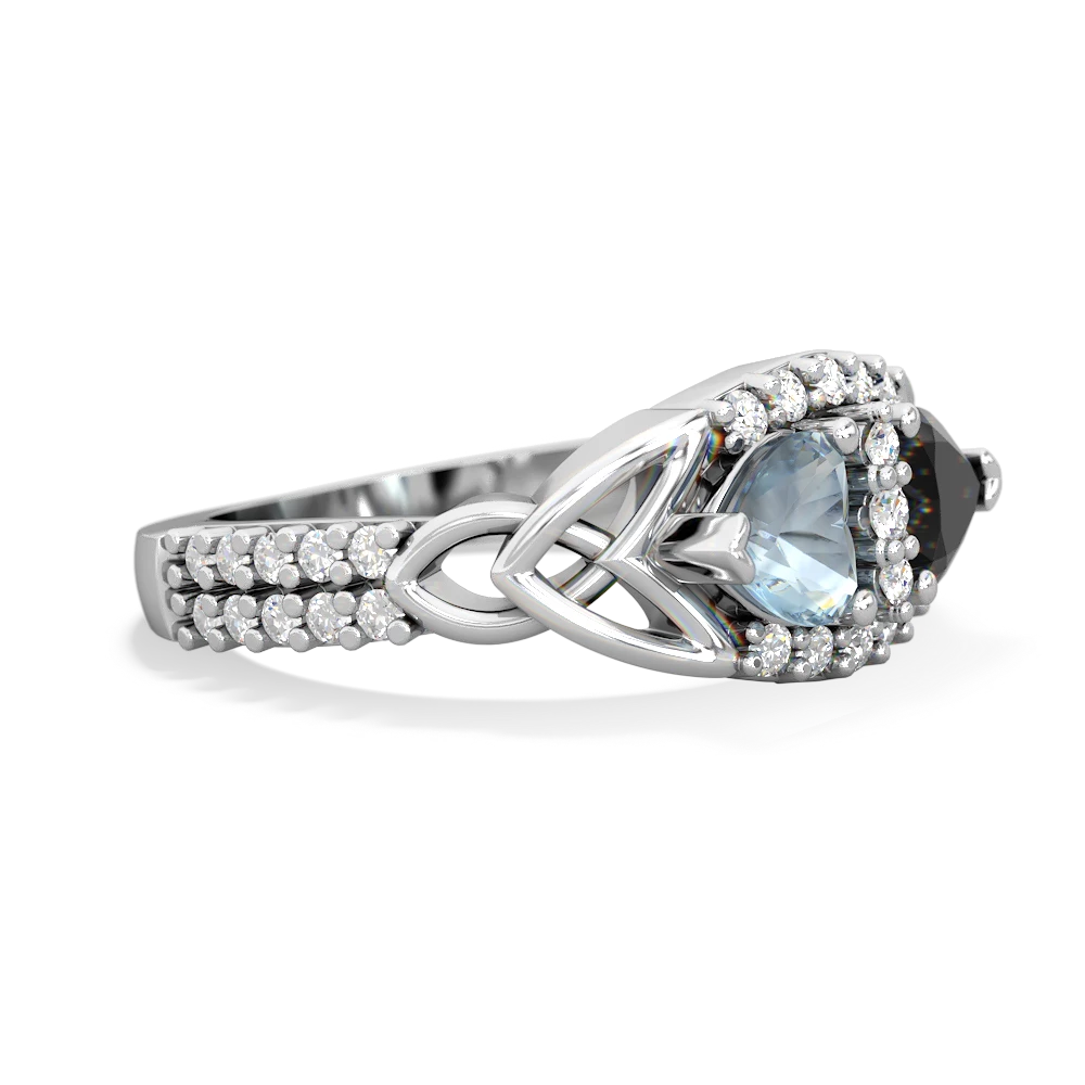 Aquamarine Sparkling Celtic Knot 14K White Gold ring R2645