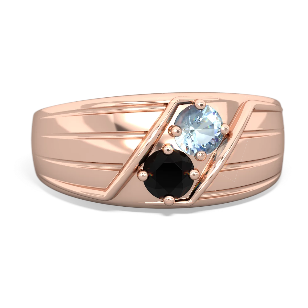 Aquamarine Men's Streamline 14K Rose Gold ring R0460