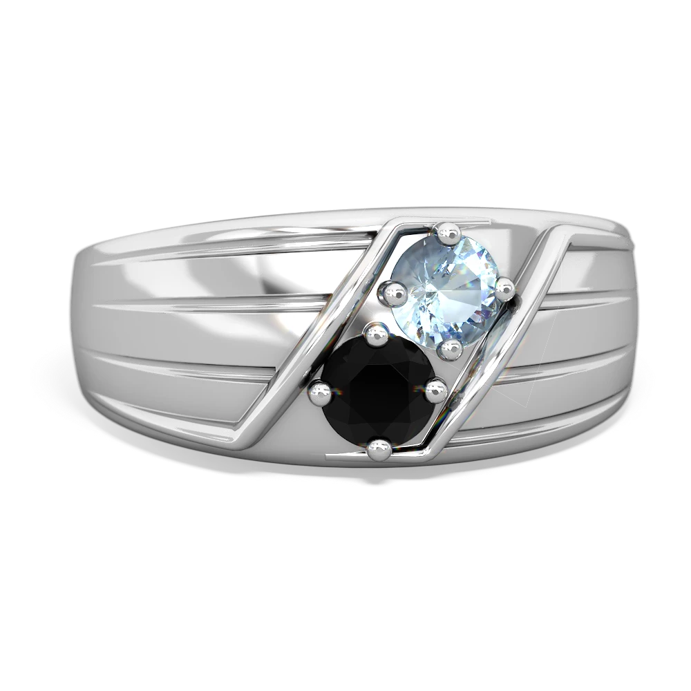 Aquamarine Men's Streamline 14K White Gold ring R0460