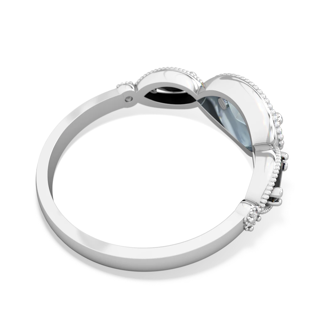 Aquamarine Milgrain Marquise 14K White Gold ring R5700