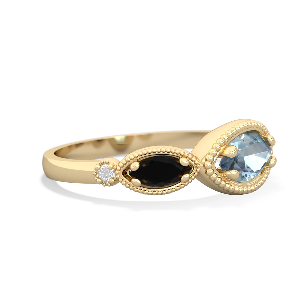 Aquamarine Milgrain Marquise 14K Yellow Gold ring R5700