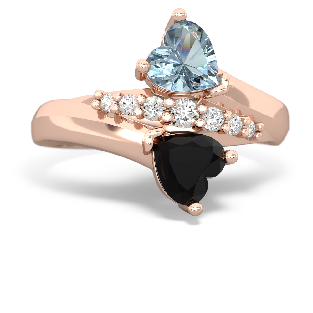 Aquamarine Heart To Heart 14K Rose Gold ring R2064