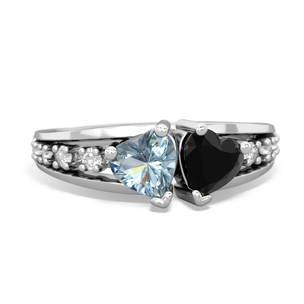 Aquamarine Heart To Heart 14K White Gold ring R3342