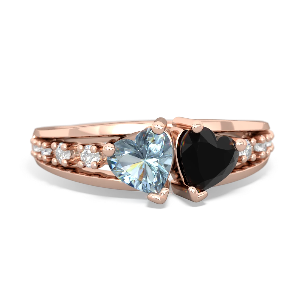 Aquamarine Heart To Heart 14K Rose Gold ring R3342