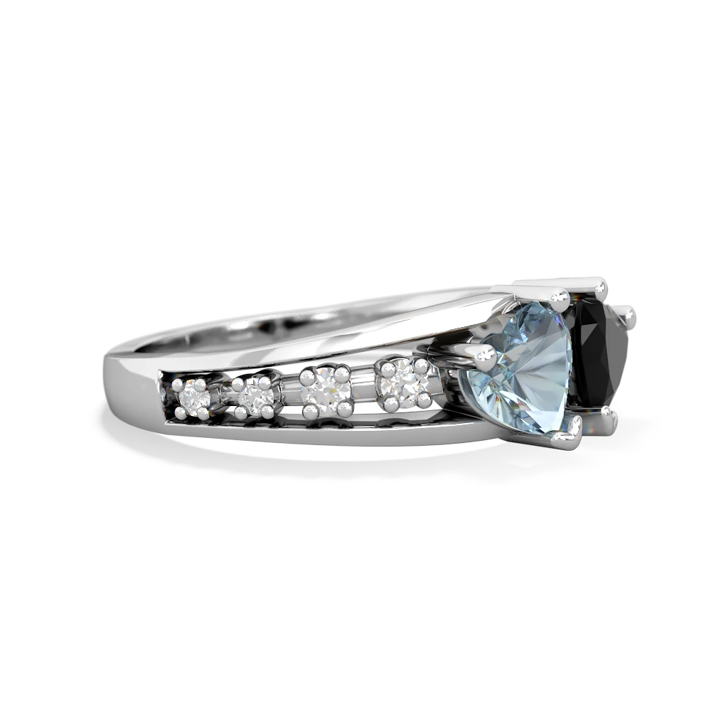 Aquamarine Heart To Heart 14K White Gold ring R3342