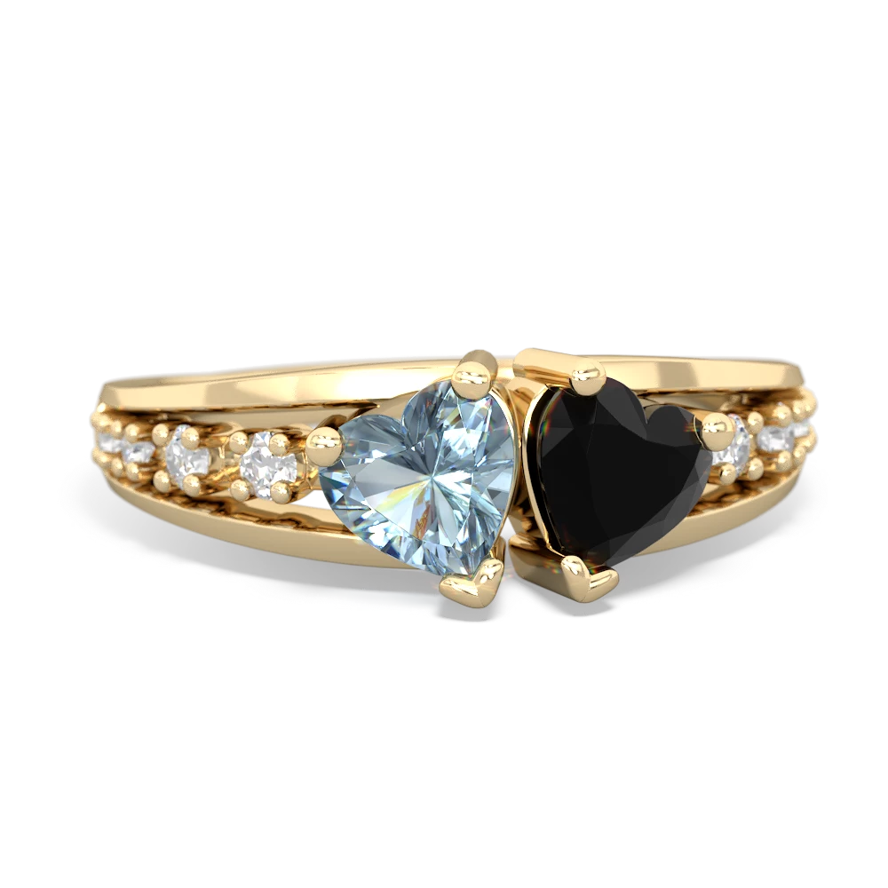 Aquamarine Heart To Heart 14K Yellow Gold ring R3342