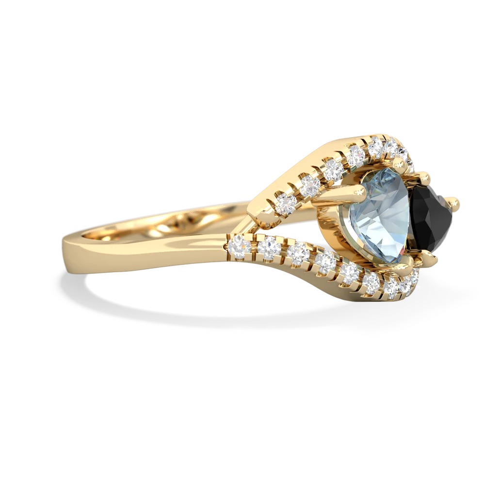 Aquamarine Mother And Child 14K Yellow Gold ring R3010