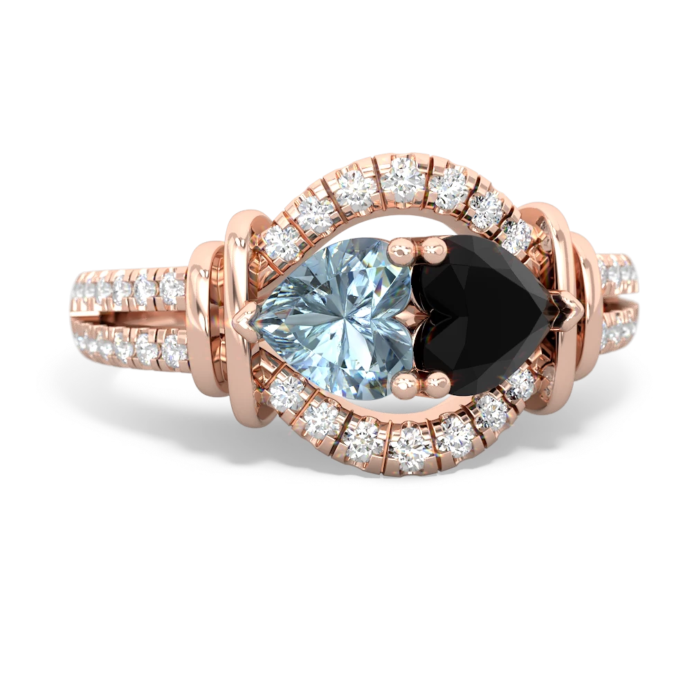 Aquamarine Art-Deco Keepsake 14K Rose Gold ring R5630