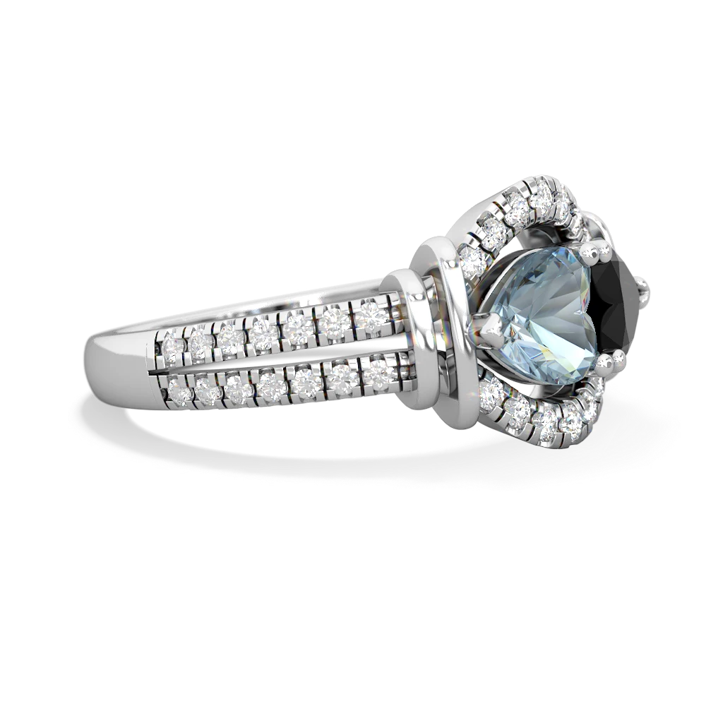 Aquamarine Art-Deco Keepsake 14K White Gold ring R5630