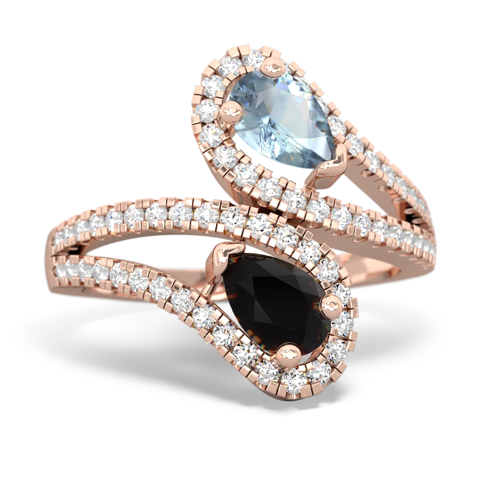 Aquamarine Diamond Dazzler 14K Rose Gold ring R3000