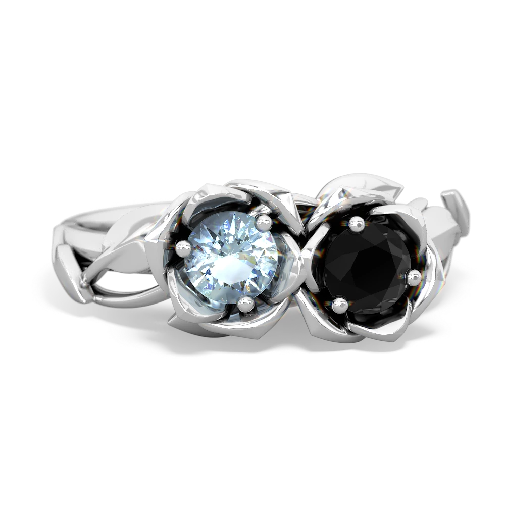 Aquamarine Rose Garden 14K White Gold ring R5510