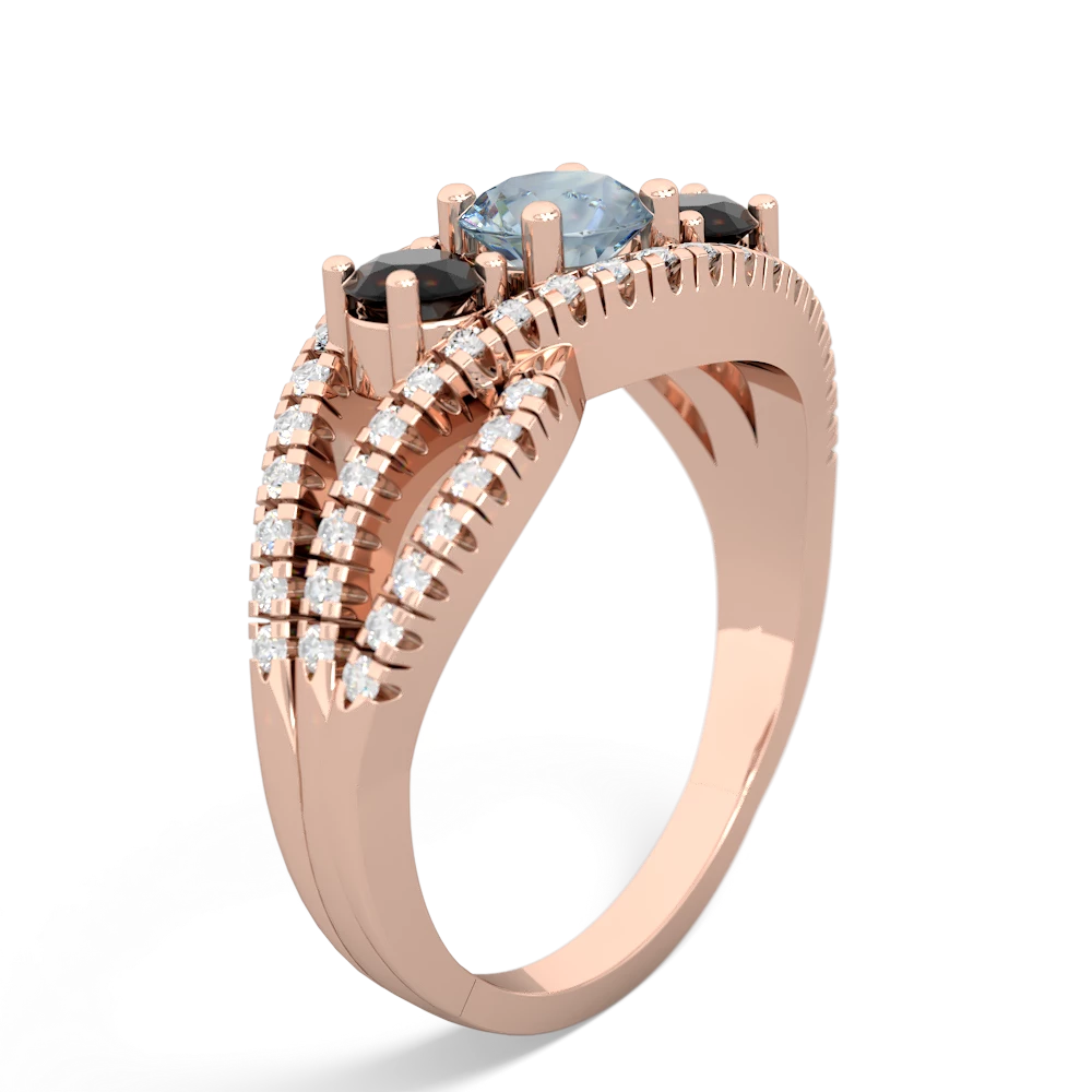 Aquamarine Three Stone Aurora 14K Rose Gold ring R3080