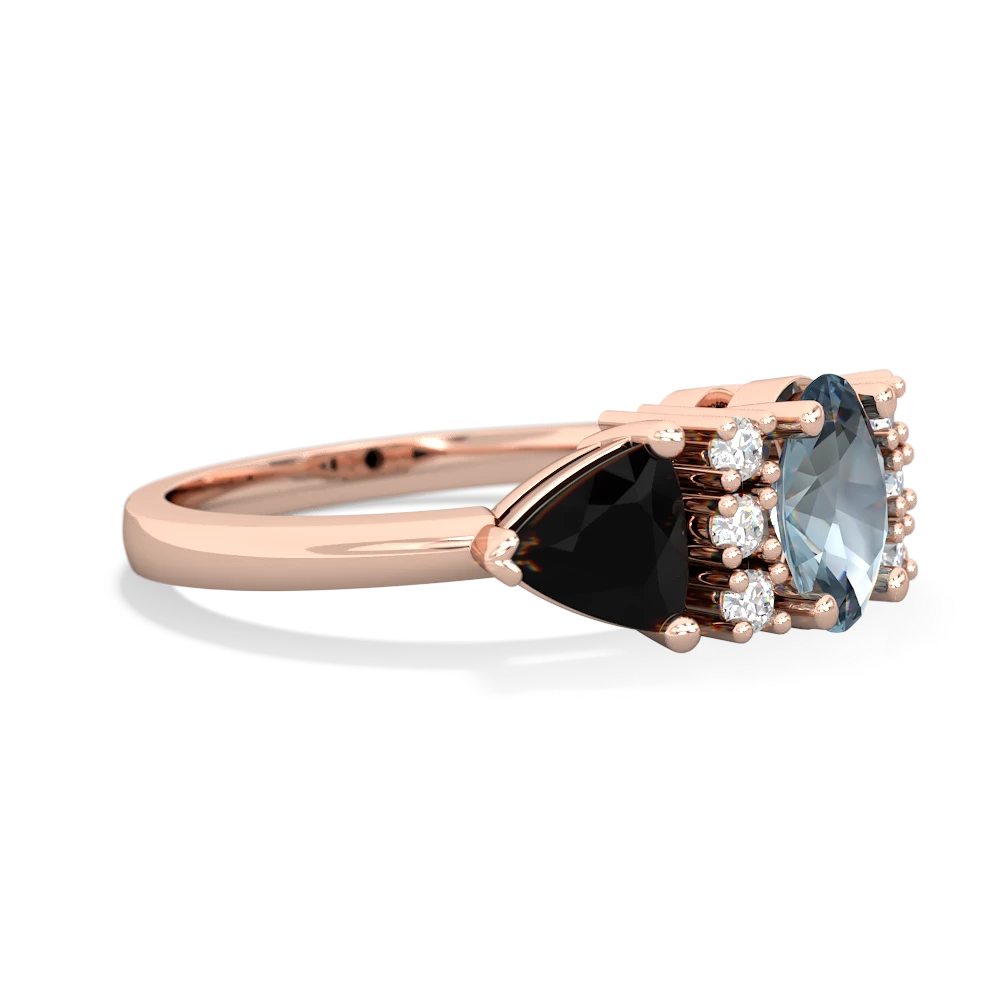 Aquamarine Antique Style Three Stone 14K Rose Gold ring R2186