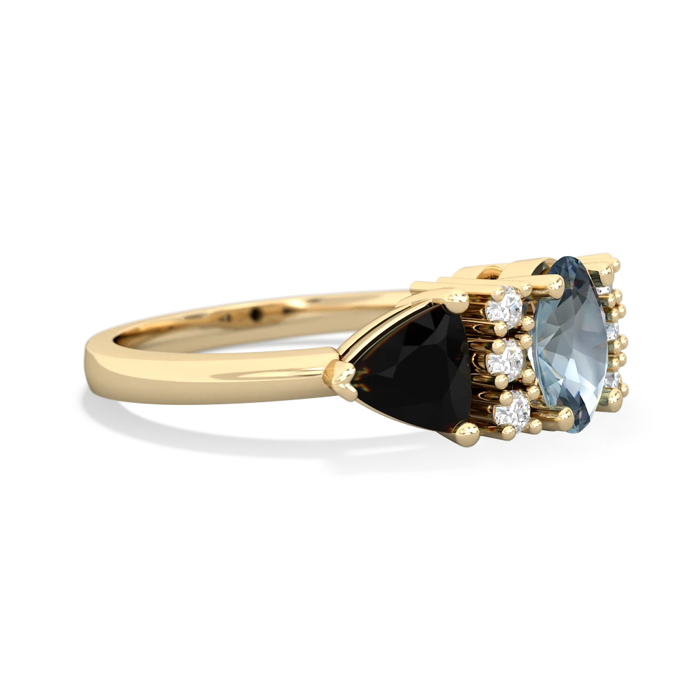 Aquamarine Antique Style Three Stone 14K Yellow Gold ring R2186