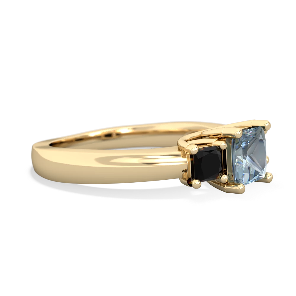 Aquamarine Three Stone Trellis 14K Yellow Gold ring R4015