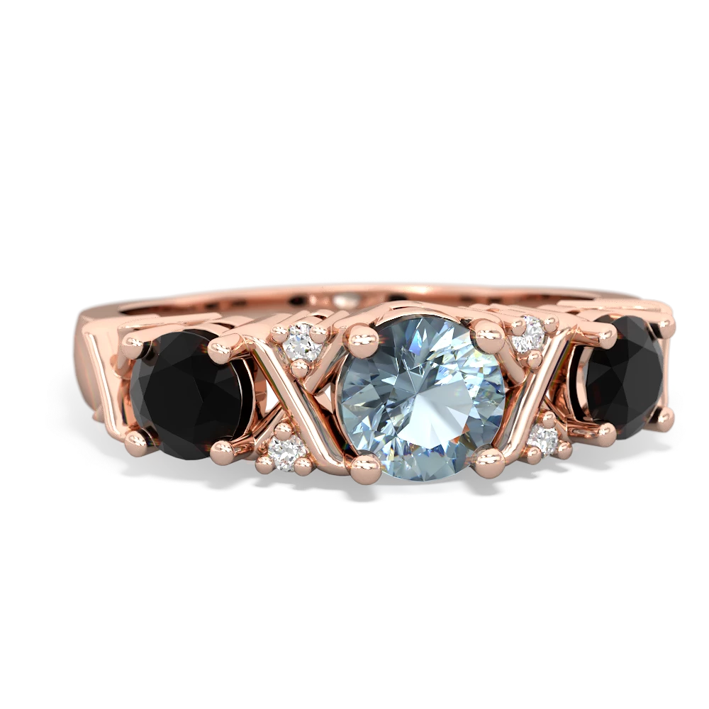 Aquamarine Hugs And Kisses 14K Rose Gold ring R5016