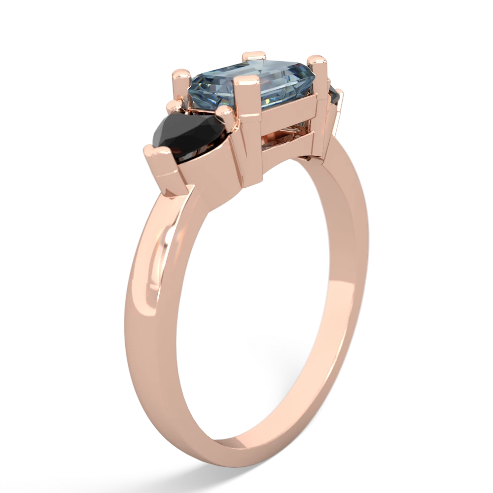 Aquamarine Three Stone 14K Rose Gold ring R5235