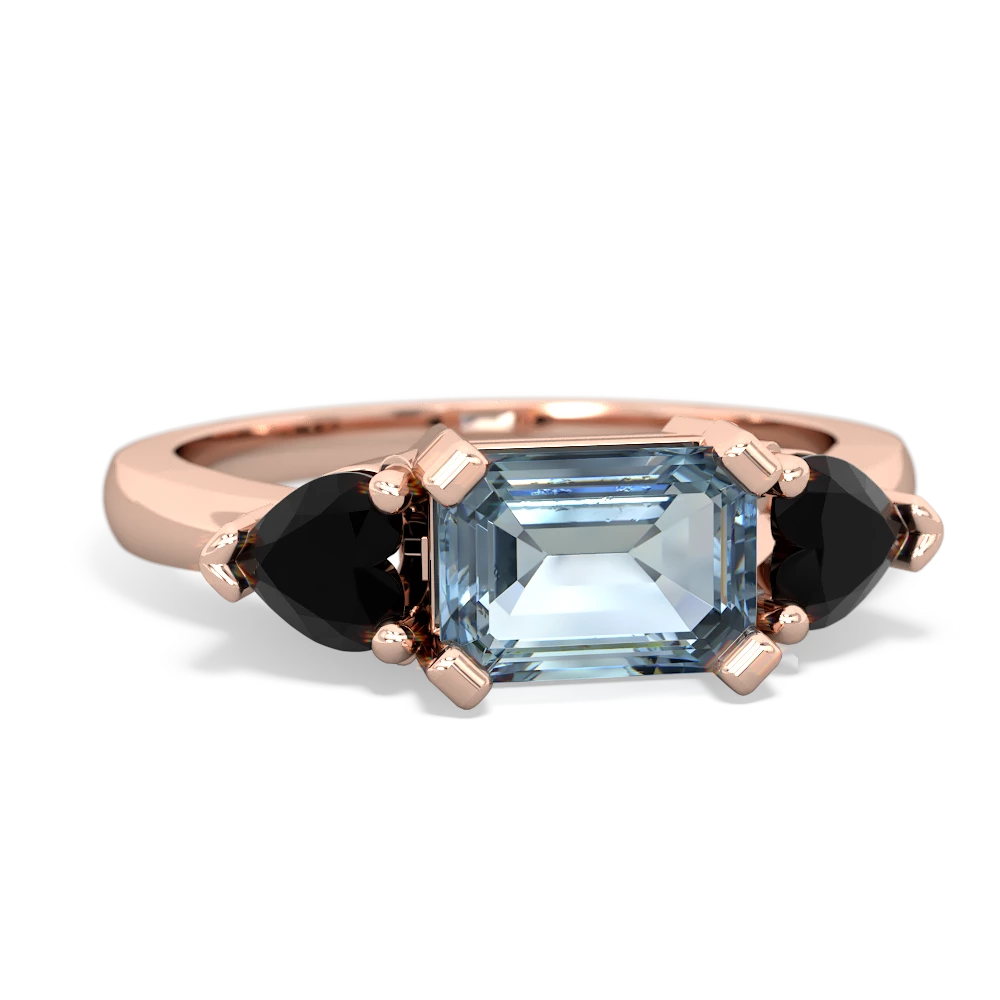 Aquamarine Three Stone 14K Rose Gold ring R5235