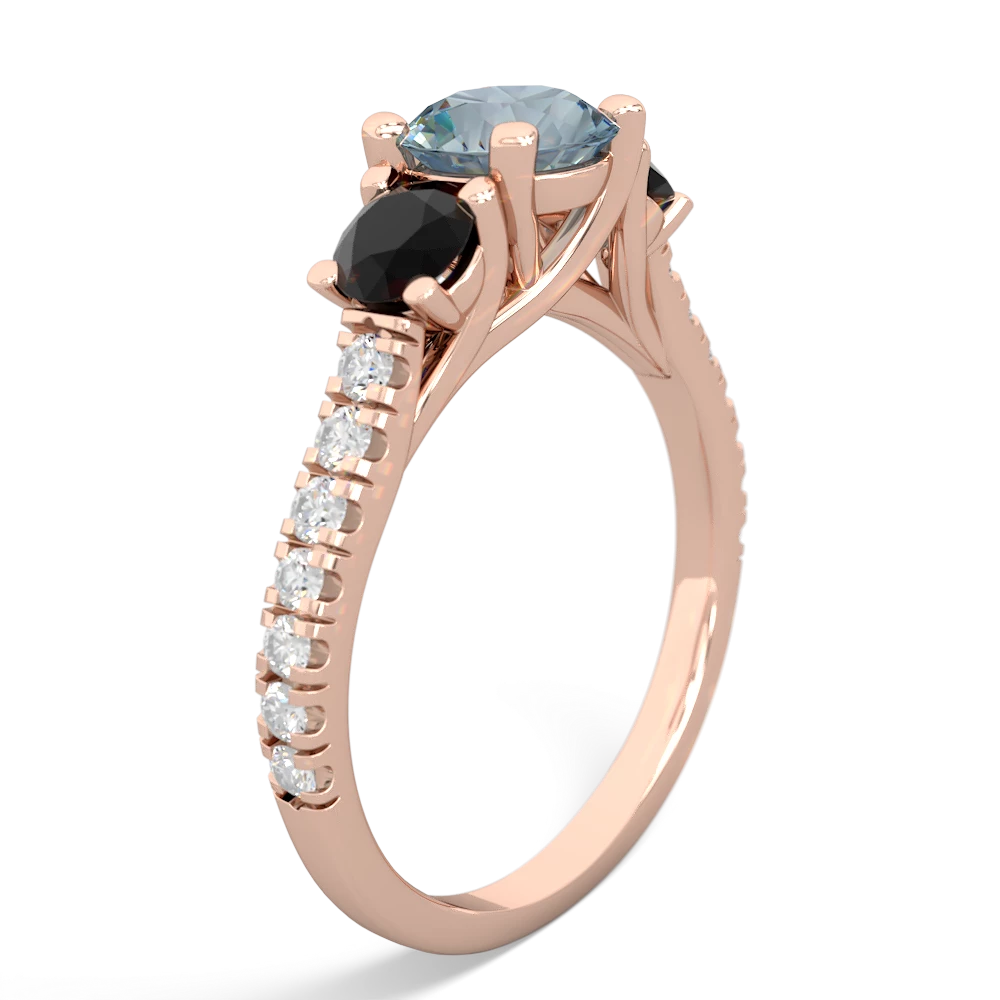 Aquamarine Pave Trellis 14K Rose Gold ring R5500