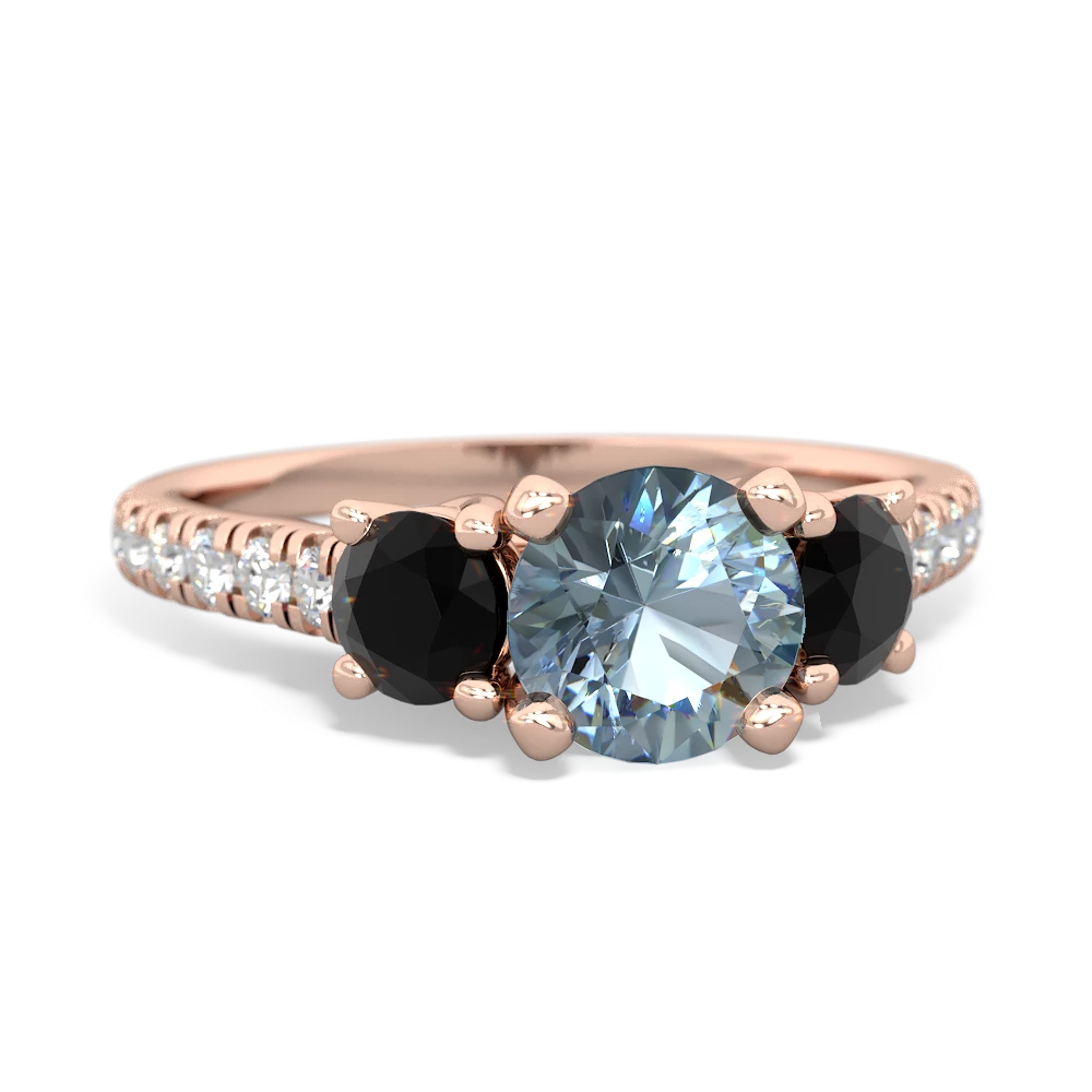 Aquamarine Pave Trellis 14K Rose Gold ring R5500