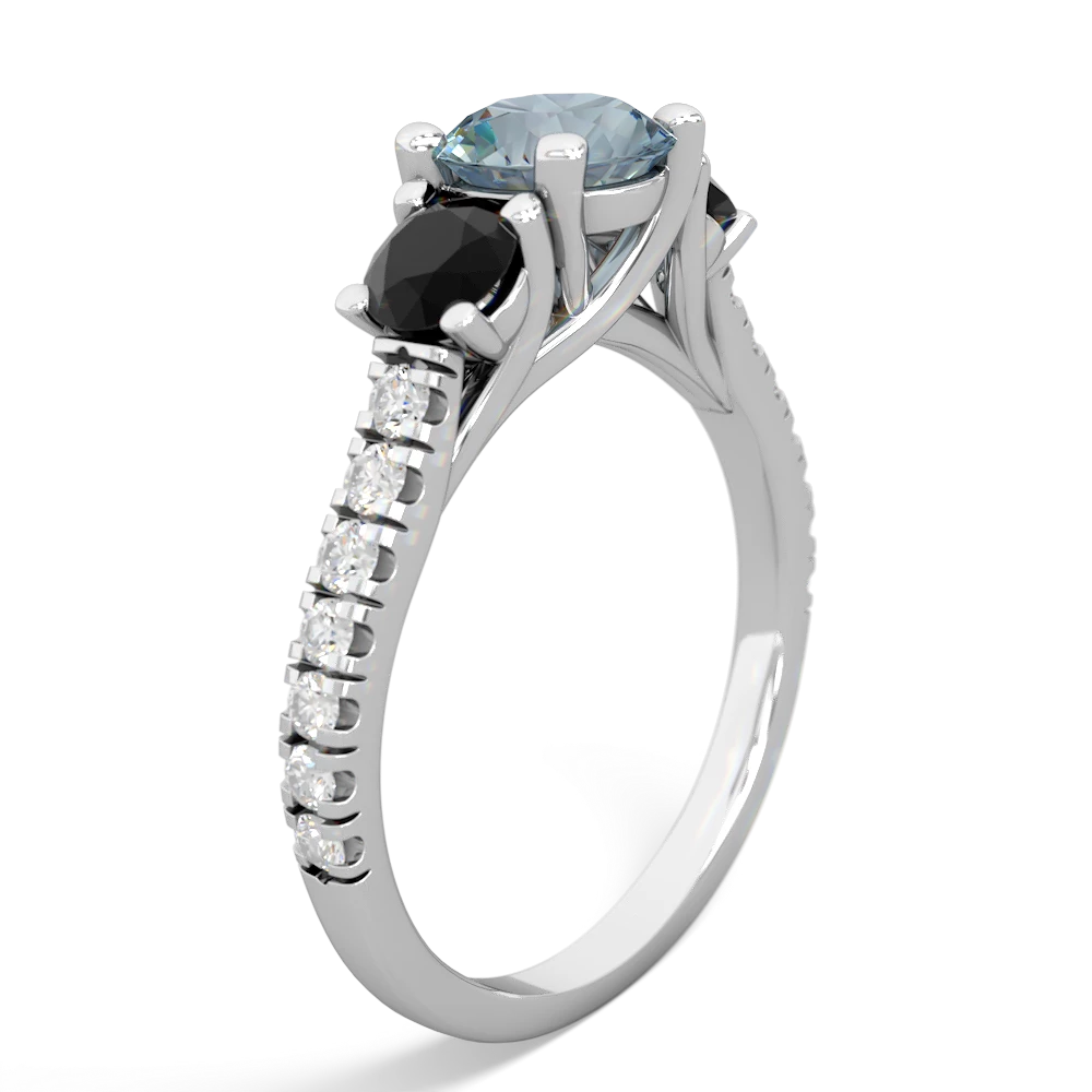 Aquamarine Pave Trellis 14K White Gold ring R5500