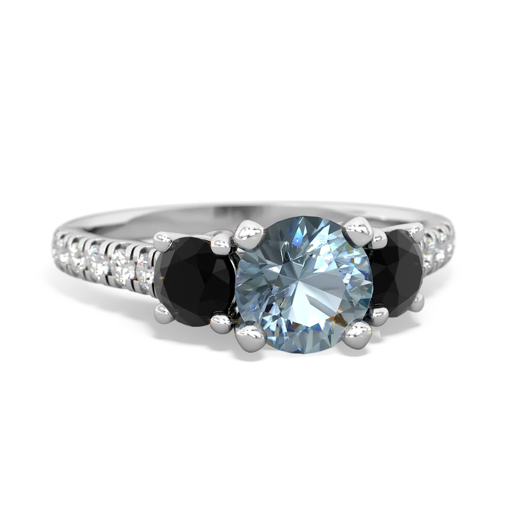 Aquamarine Pave Trellis 14K White Gold ring R5500