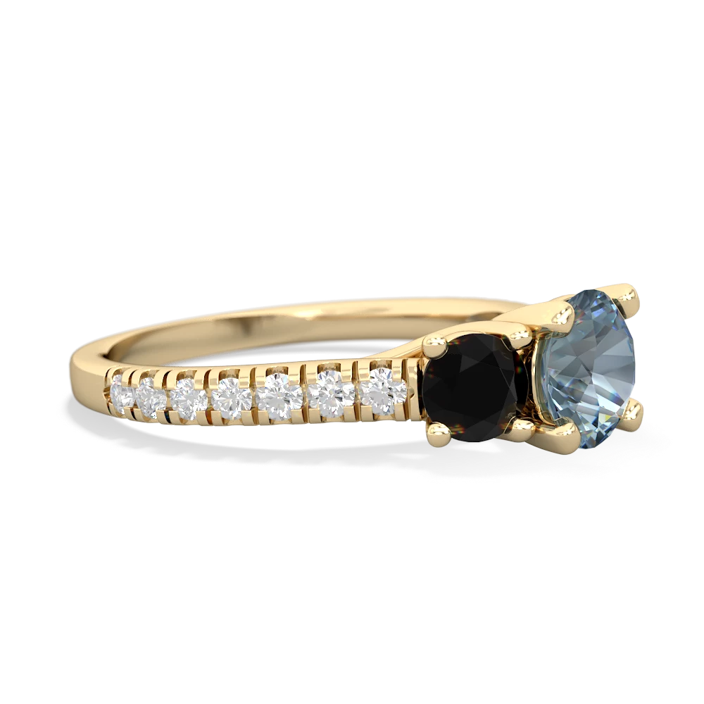 Aquamarine Pave Trellis 14K Yellow Gold ring R5500