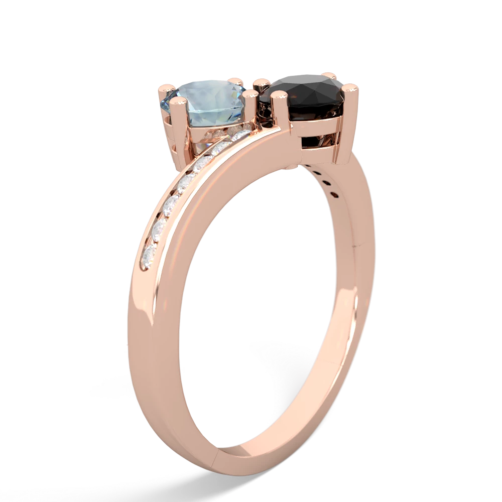 Aquamarine Channel Set Two Stone 14K Rose Gold ring R5303