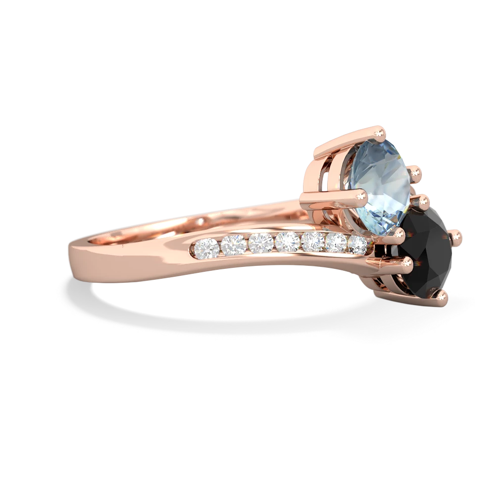 Aquamarine Channel Set Two Stone 14K Rose Gold ring R5303