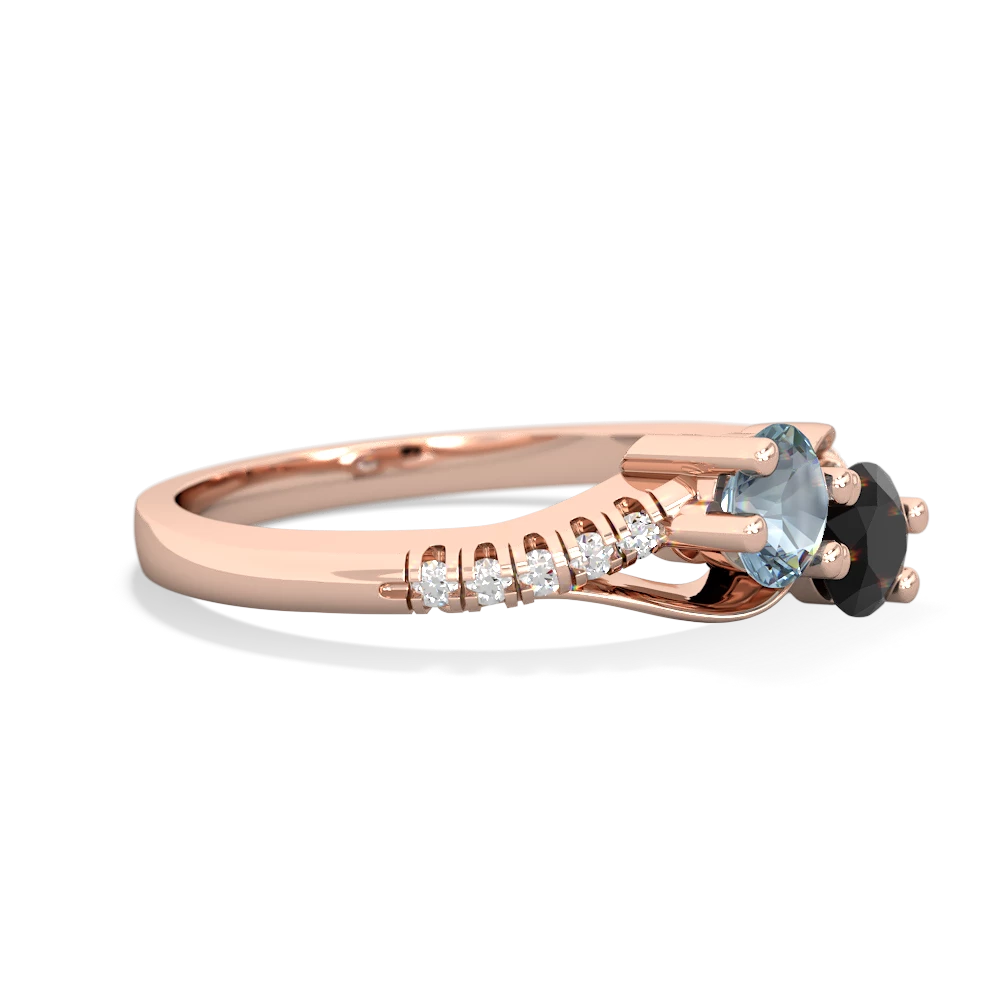 Aquamarine Infinity Pave Two Stone 14K Rose Gold ring R5285