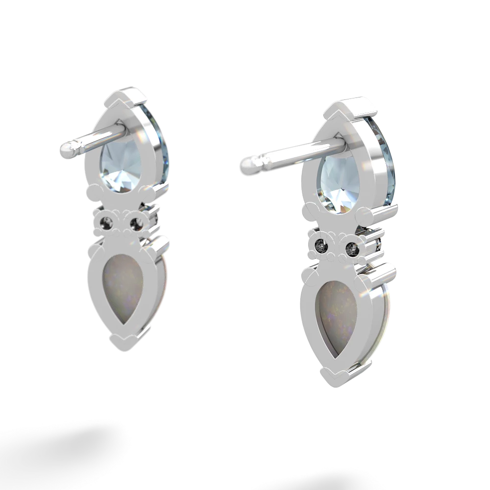 Aquamarine Bowtie Drop 14K White Gold earrings E0865