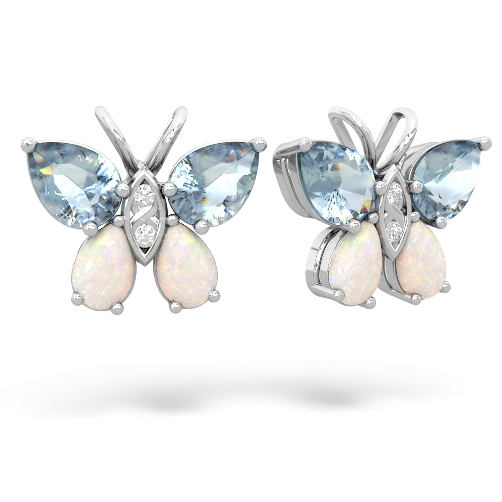 Aquamarine Butterfly 14K White Gold earrings E2215