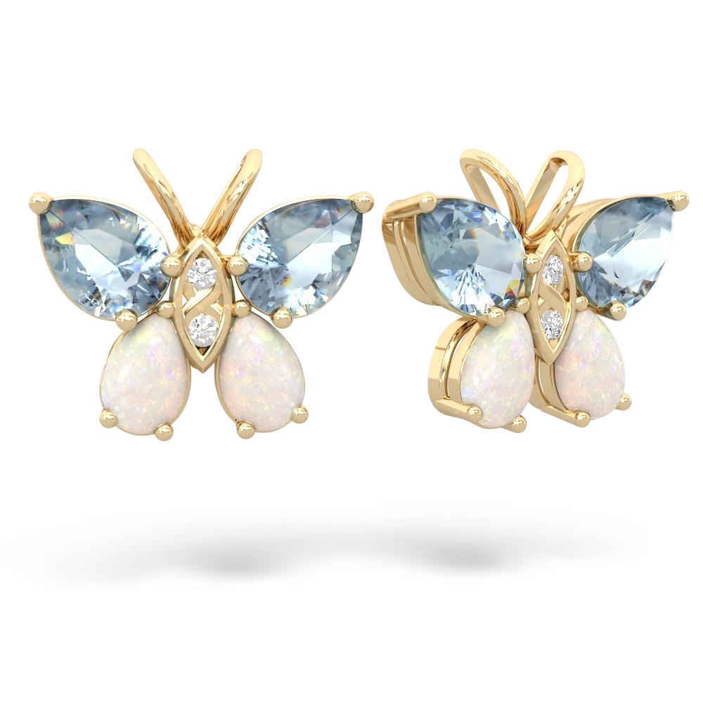 Aquamarine Butterfly 14K Yellow Gold earrings E2215