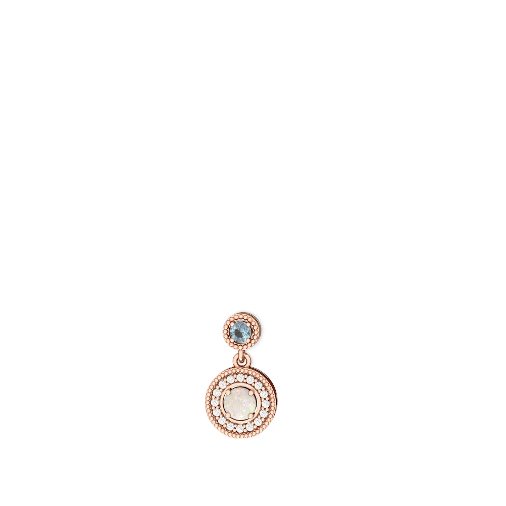 Aquamarine Halo Dangle 14K Rose Gold earrings E5319