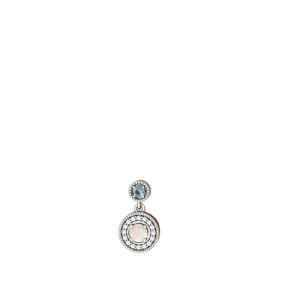 Aquamarine Halo Dangle 14K White Gold earrings E5319