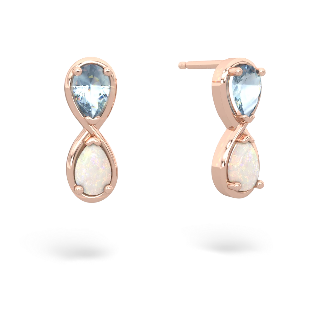 Aquamarine Infinity 14K Rose Gold earrings E5050