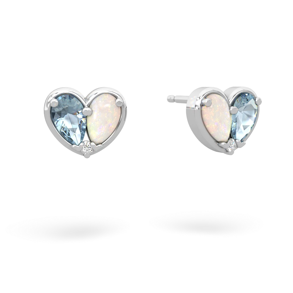 Aquamarine 'Our Heart' 14K White Gold earrings E5072