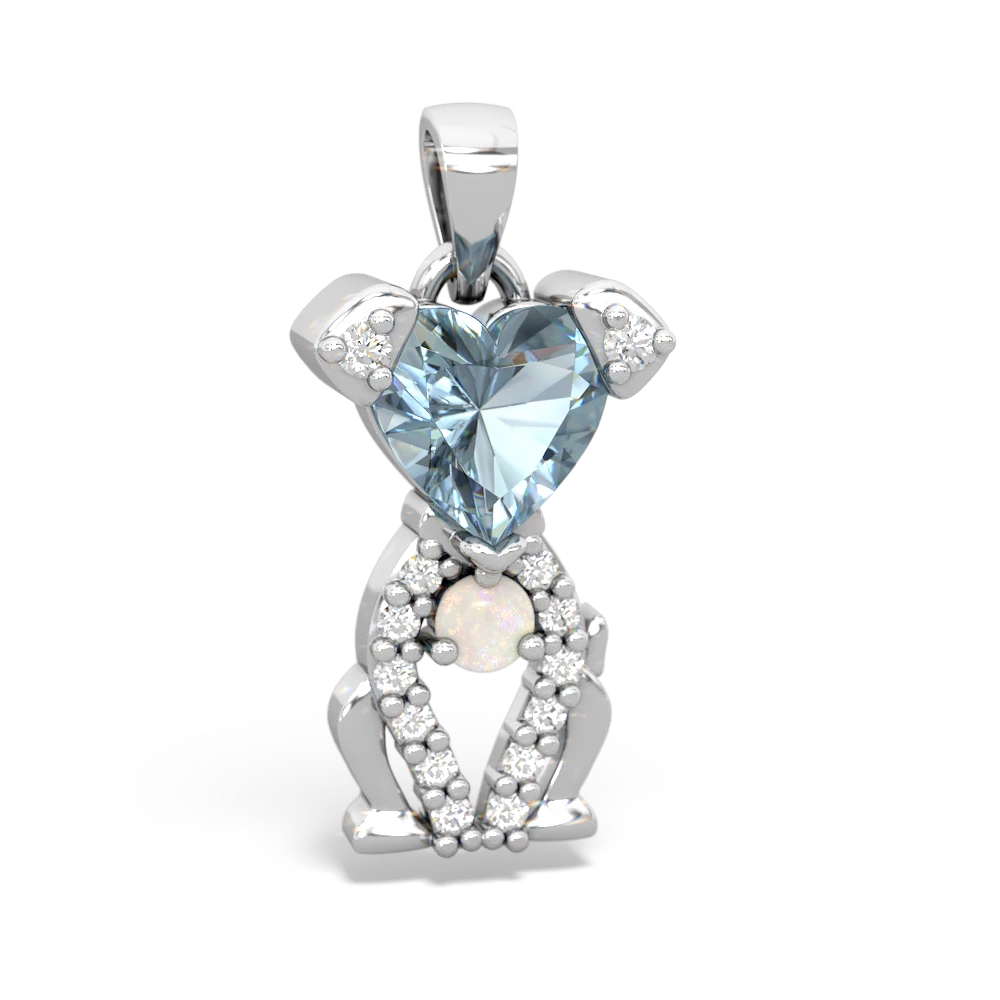 Aquamarine Puppy Love 14K White Gold pendant P5800