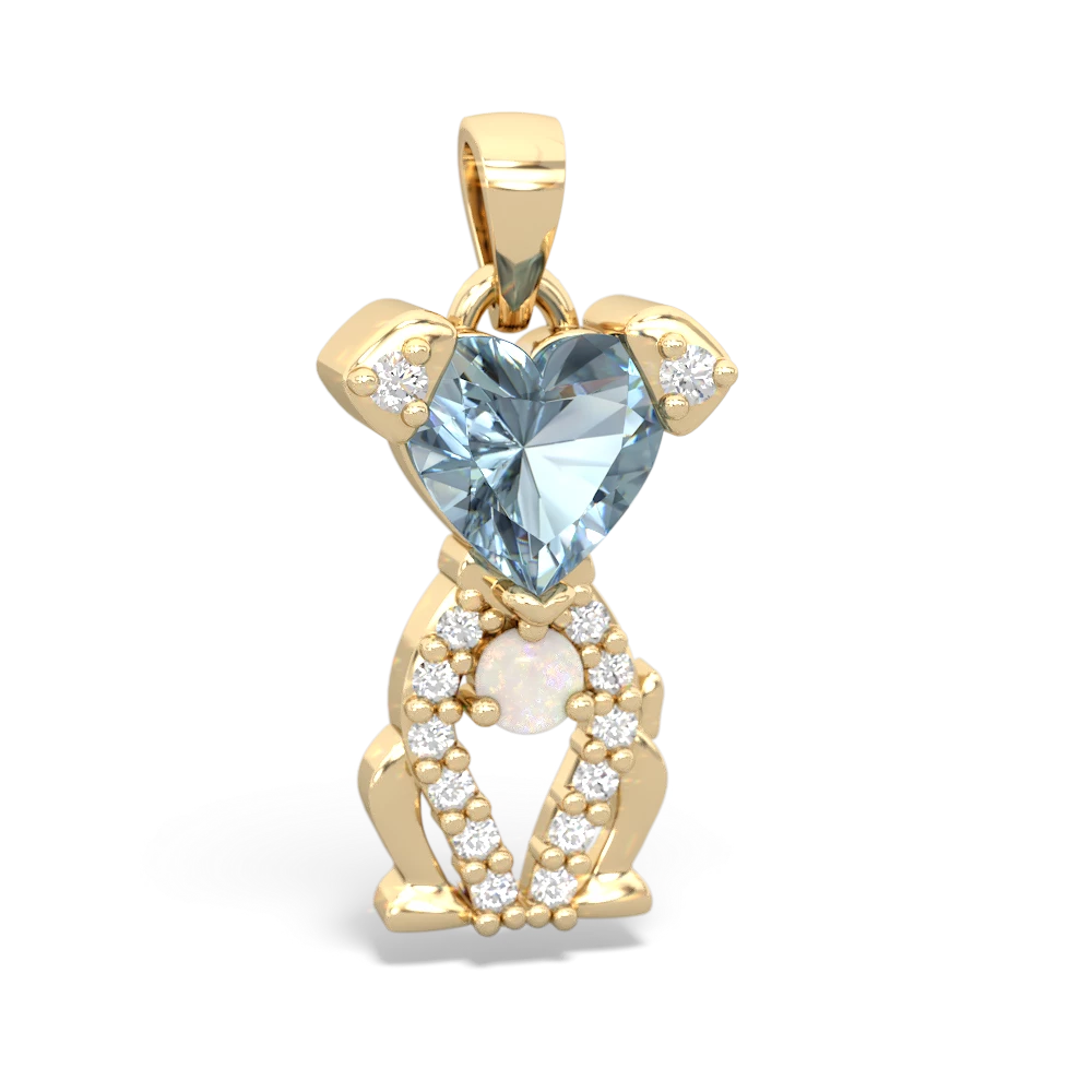 Aquamarine Puppy Love 14K Yellow Gold pendant P5800