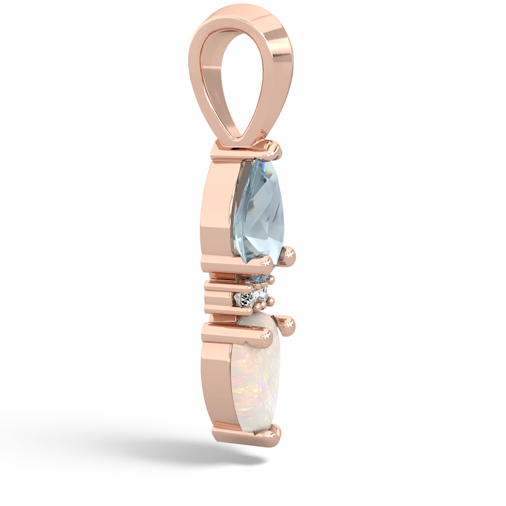 Aquamarine Bowtie Drop 14K Rose Gold pendant P0865