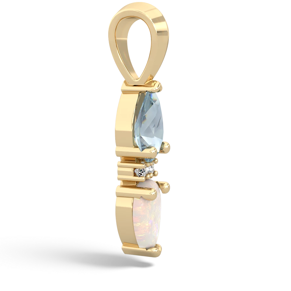 Aquamarine Bowtie Drop 14K Yellow Gold pendant P0865