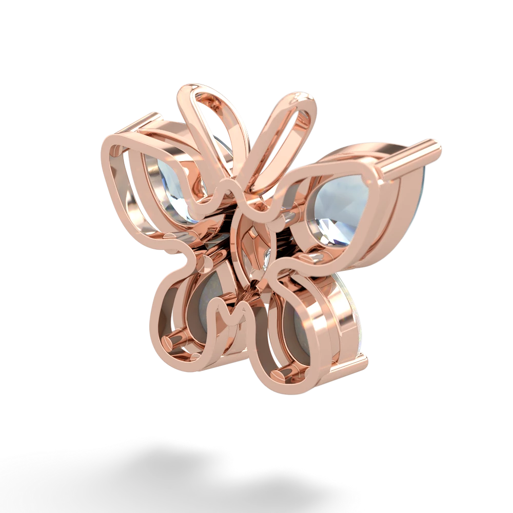 Aquamarine Butterfly 14K Rose Gold pendant P2215