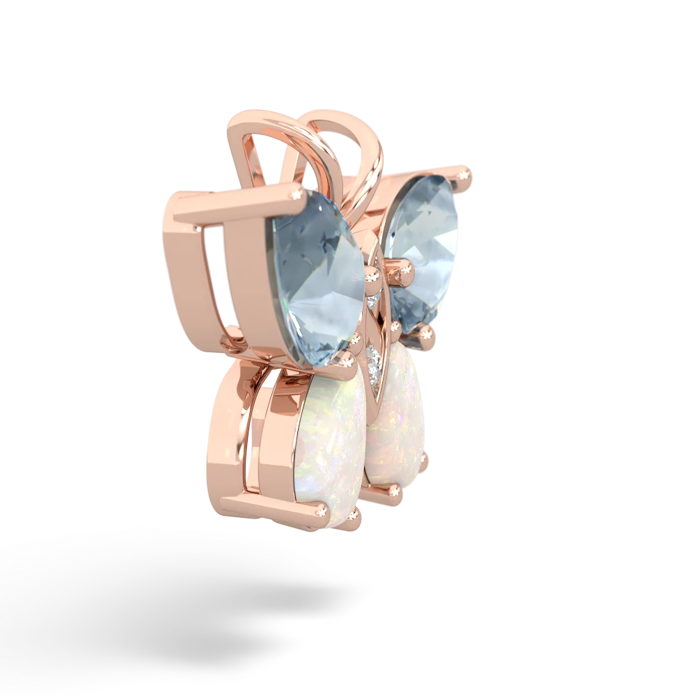 Aquamarine Butterfly 14K Rose Gold pendant P2215