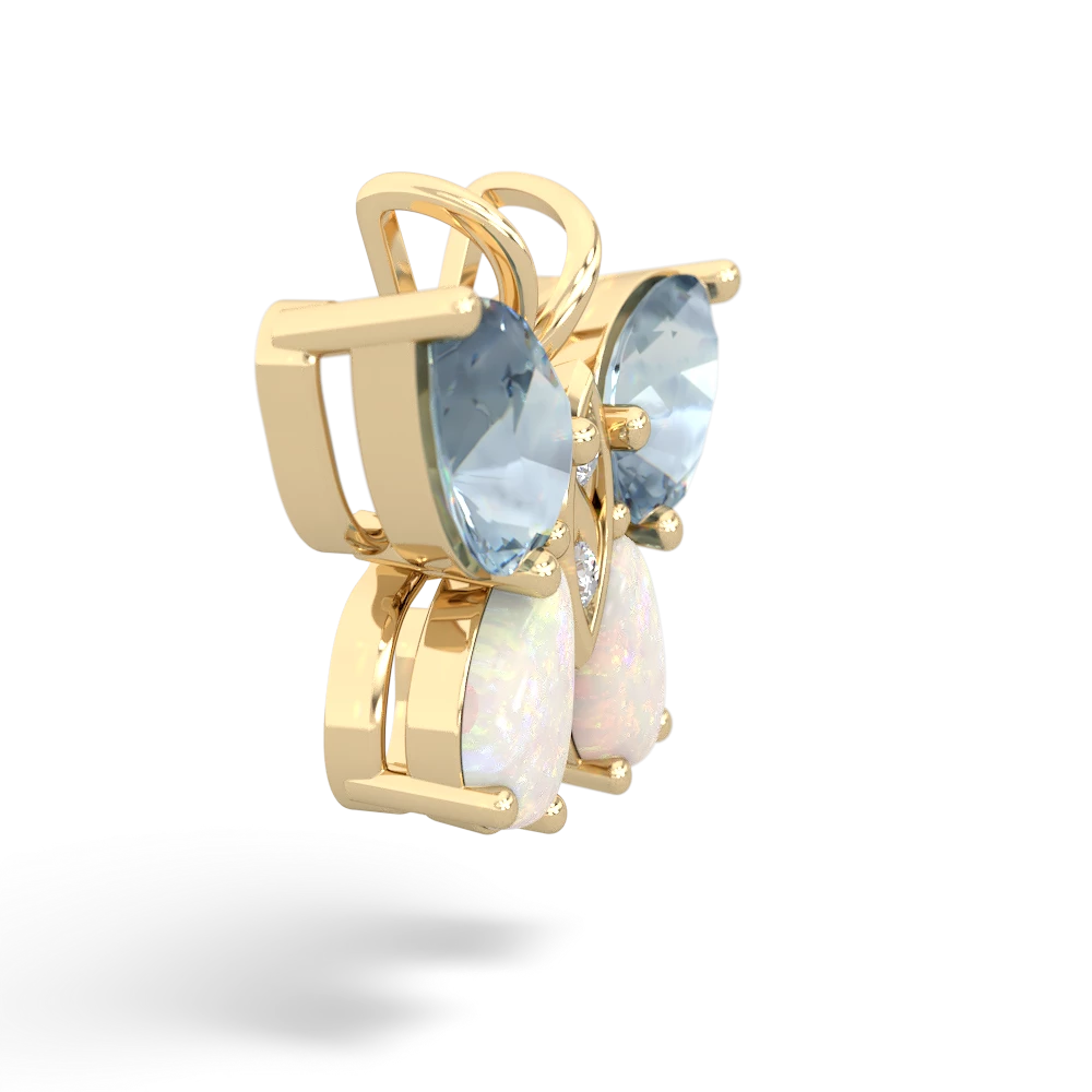 Aquamarine Butterfly 14K Yellow Gold pendant P2215