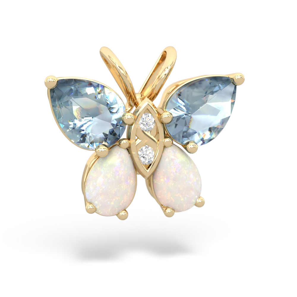 Aquamarine Butterfly 14K Yellow Gold pendant P2215