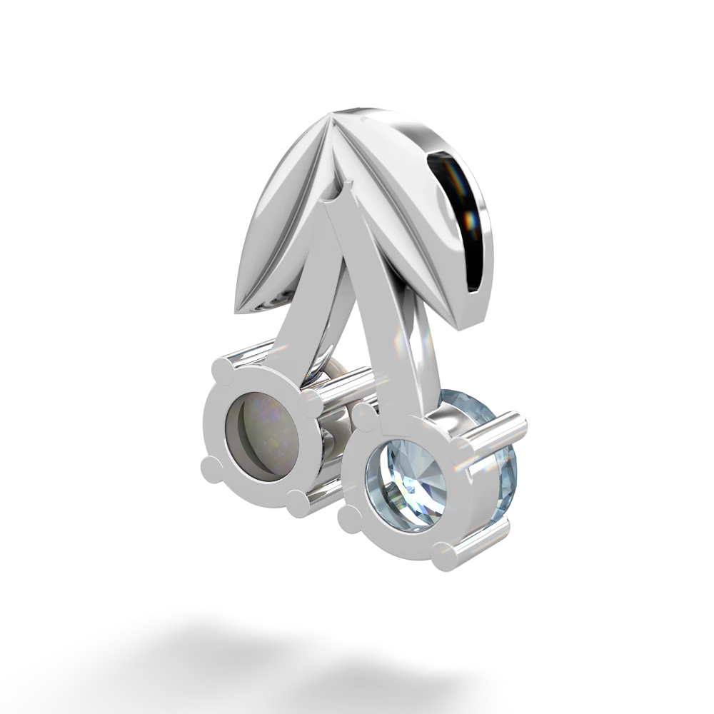Aquamarine Sweet Cherries 14K White Gold pendant P7001