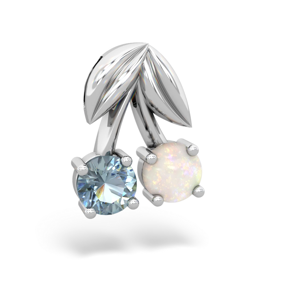 Aquamarine Sweet Cherries 14K White Gold pendant P7001